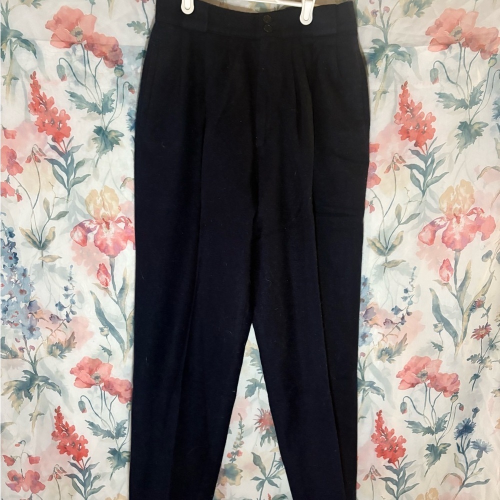 Vintage Elegant Navy Women's Trousers